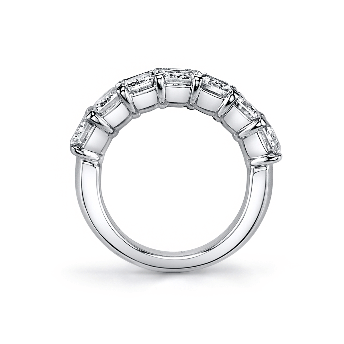 Platinum and 2.30 Total Weight Emerald Cut Diamond Seven Stone Band