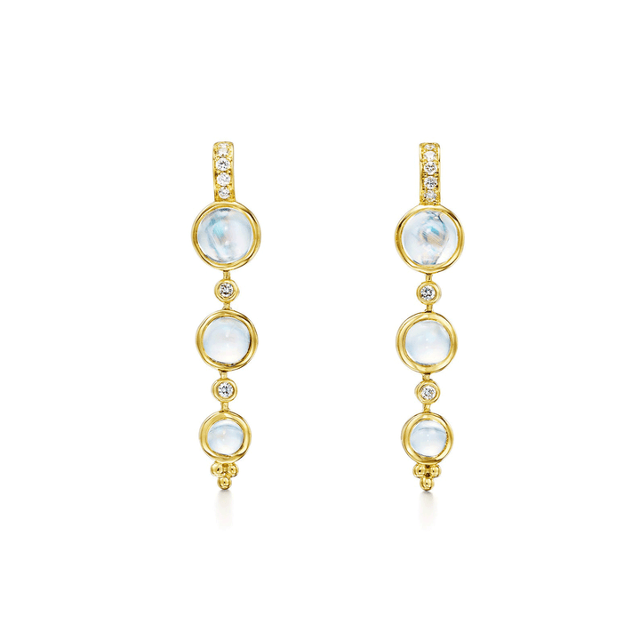 Temple St. Clair 18k Yellow Gold Triple Luna Drop Earrings