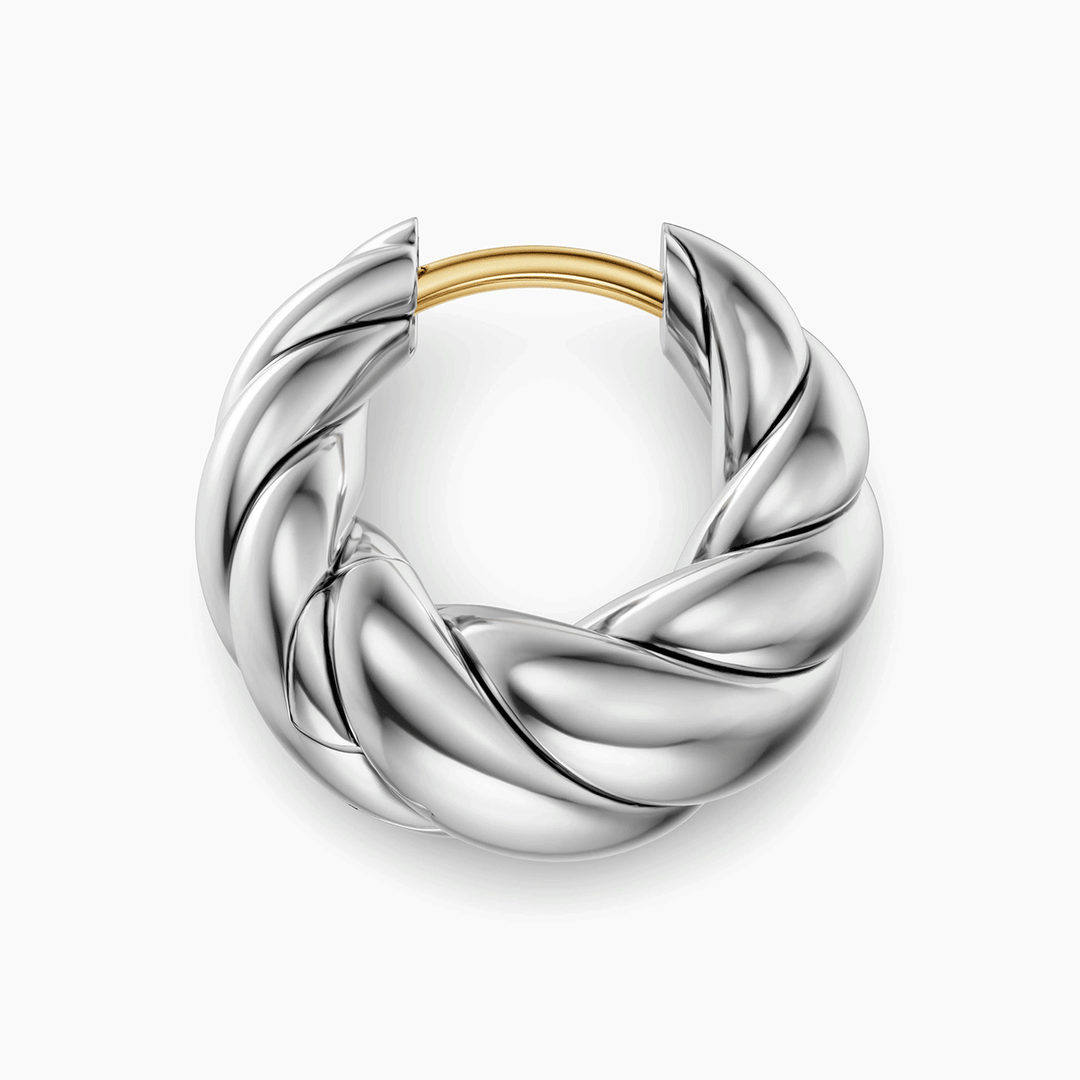 David Yurman Sculpted Cable Tapered Hoop Earrings Sterling Silver, 15.7mm