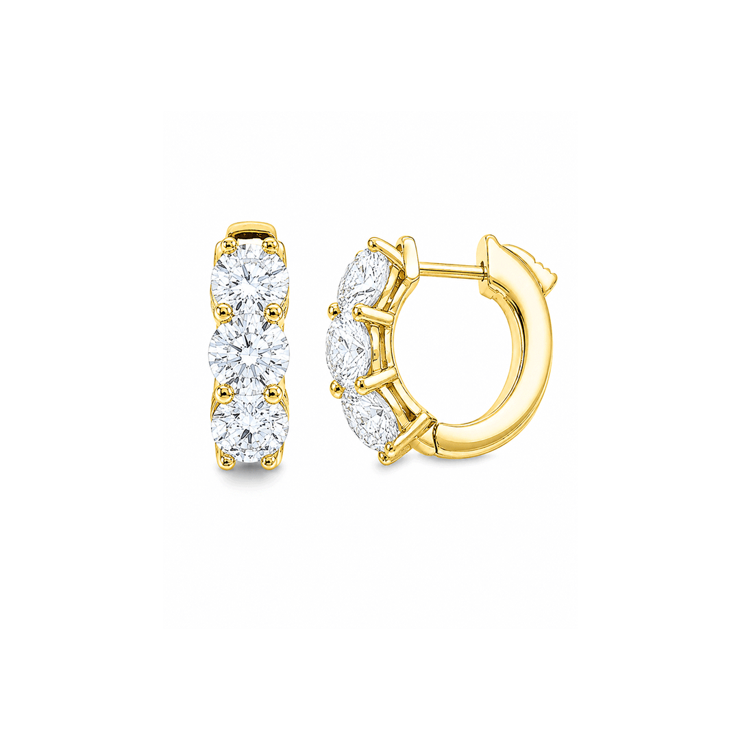 18k Yellow Gold and 4.40 Total Weight Diamond Huggie Earrings