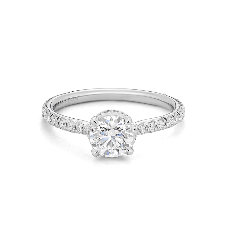 18k White Gold and Diamond Halo Engagement Ring Mounting