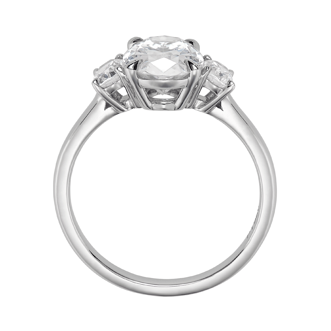 Platinum Three Stone Cushion Diamonds Engagement Ring Mounting