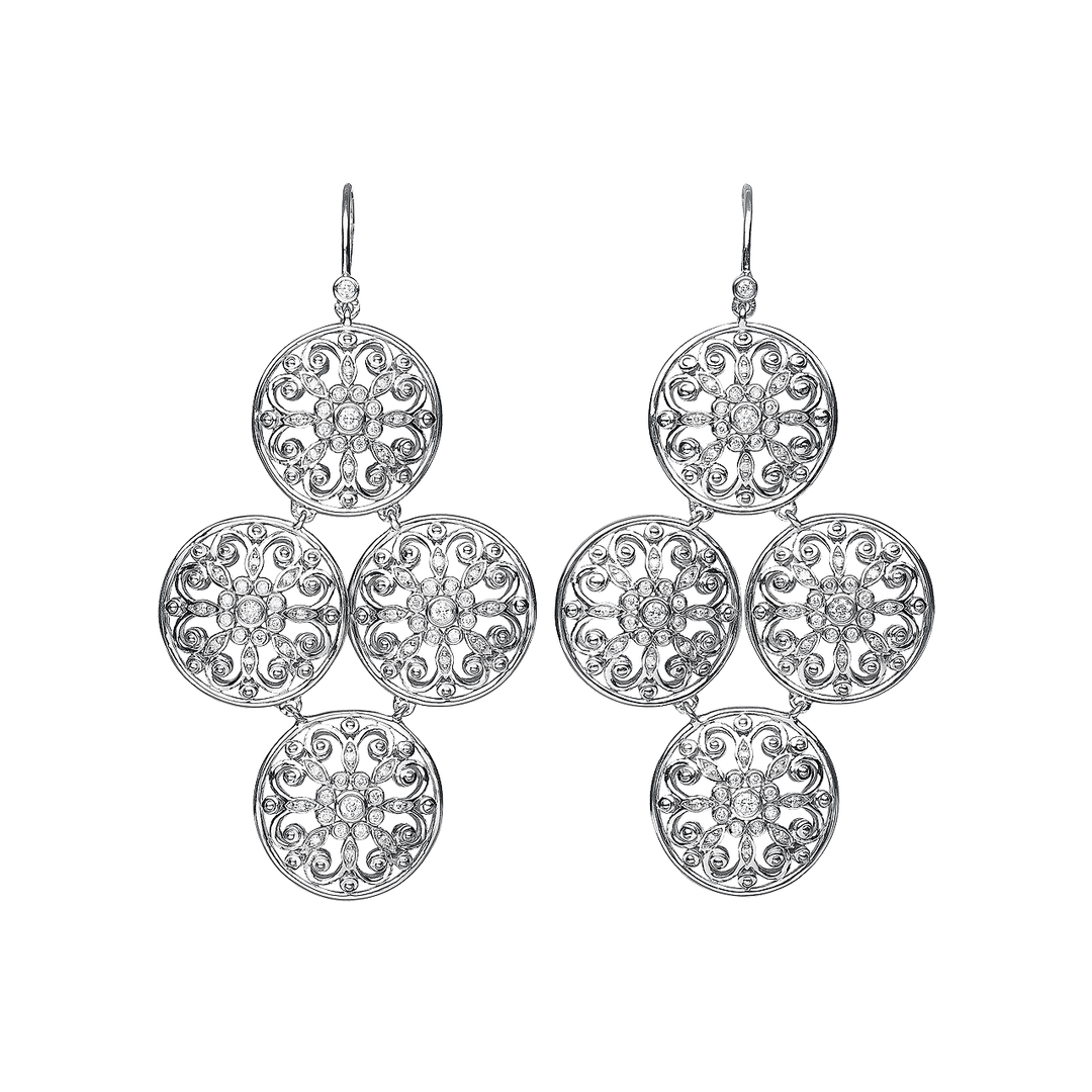 Arabesque Sterling Silver and Diamond .82 Total Weight Drop Earrings