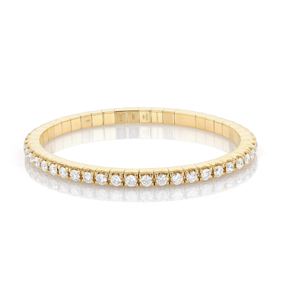 18k Yellow Gold and Diamond 4.75 Total Weight Stretch Bracelet
