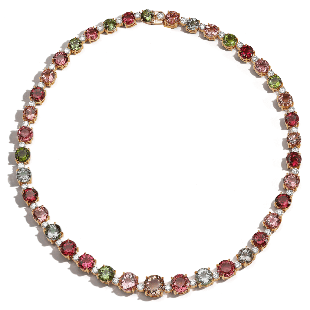 Private Reserve 18k Yellow Gold and Multi Color Tourmaline Necklace