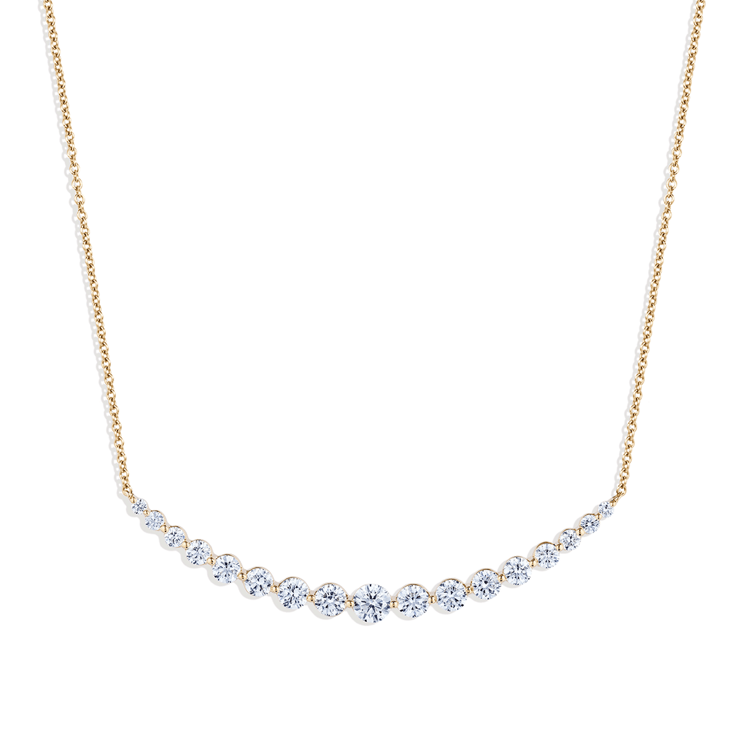 18k Yellow Gold and 1.90 Total Weight Diamond Graduated Necklace