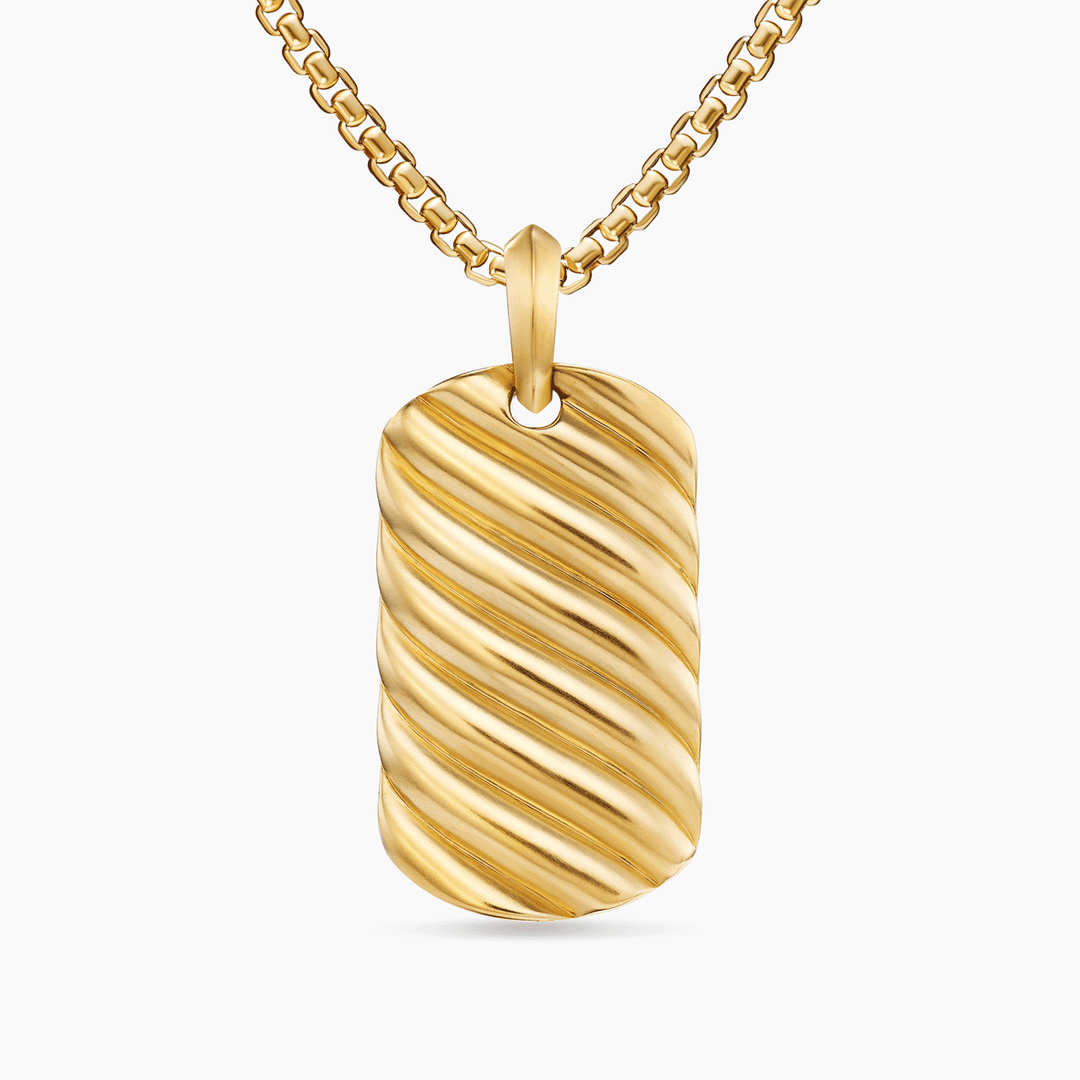 David Yurman Sculpted Cable Tag 18k Yellow Gold, 35mm