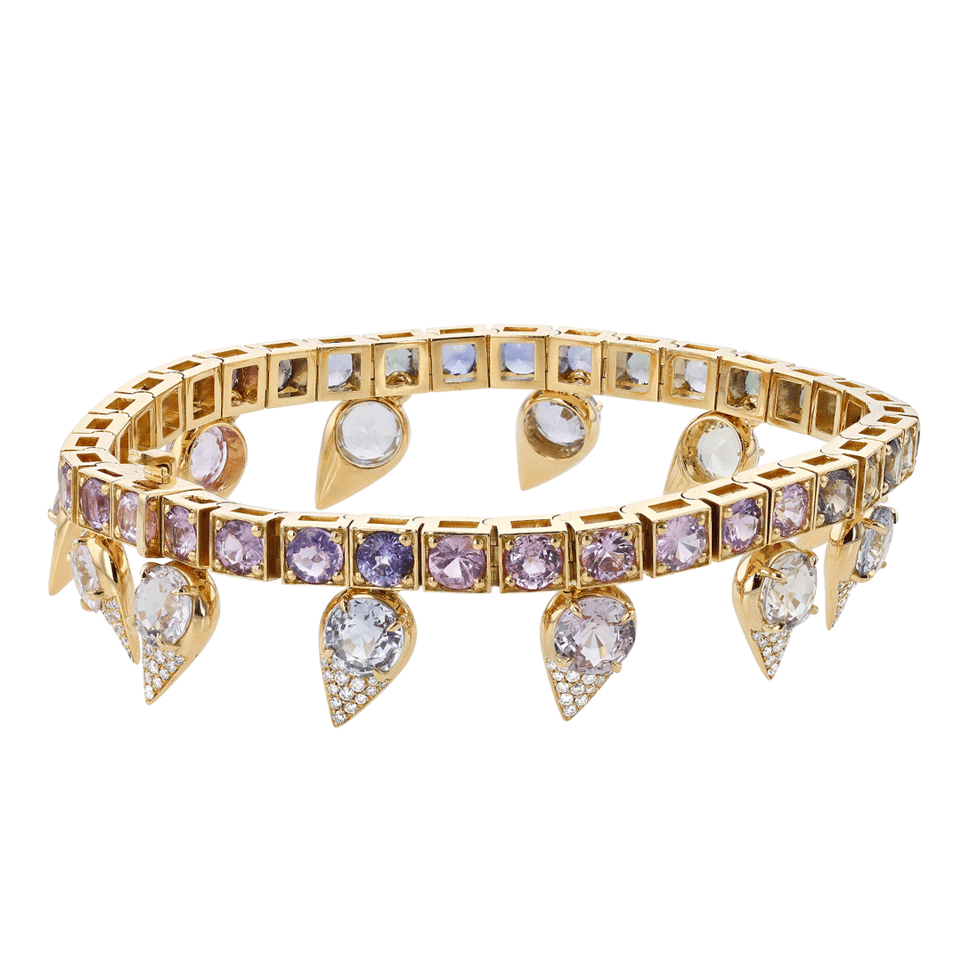 18k Gold and Multi-Colored Sapphire Ombre Bracelet