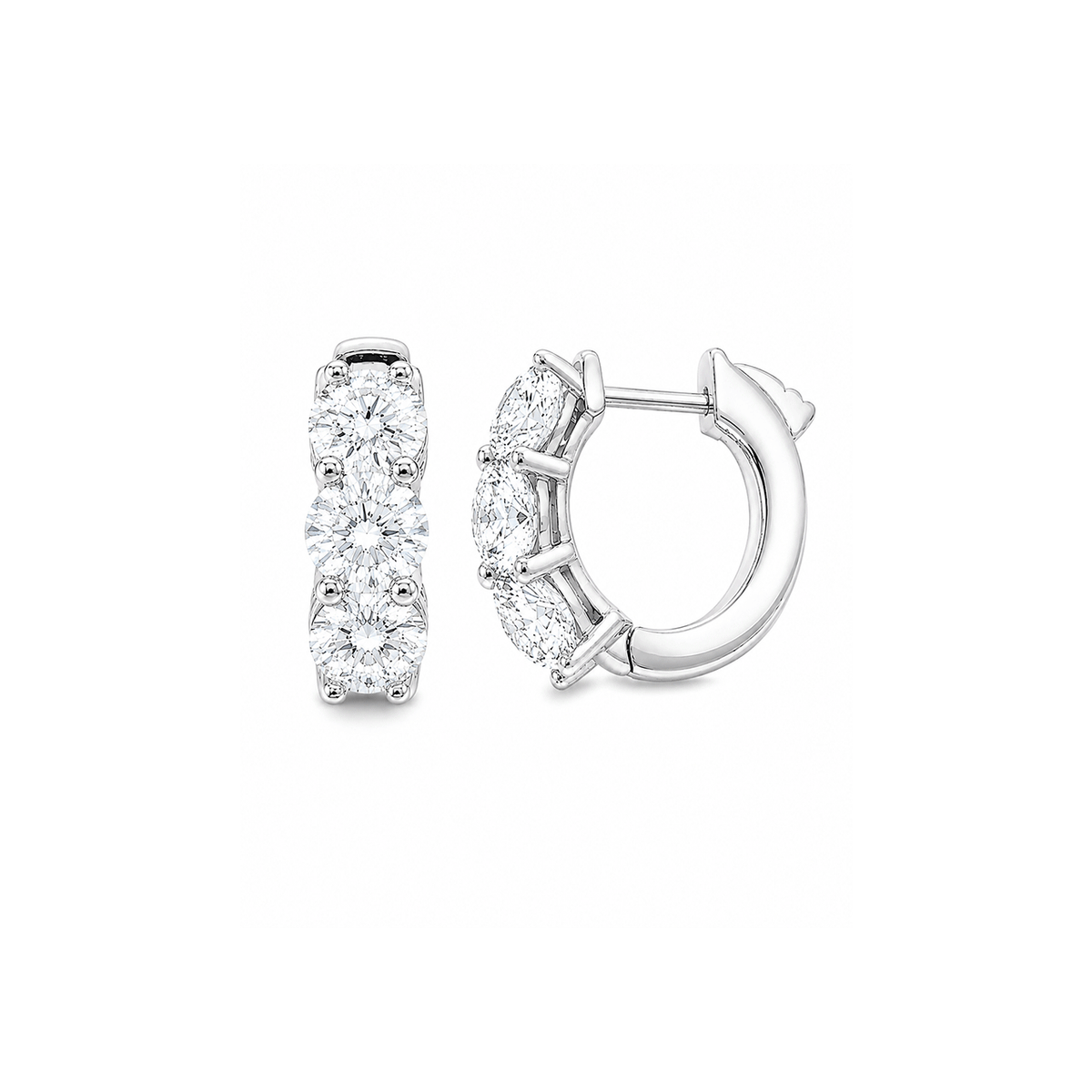 Platinum and 4.30 Total Weight Diamond Huggie Earrings