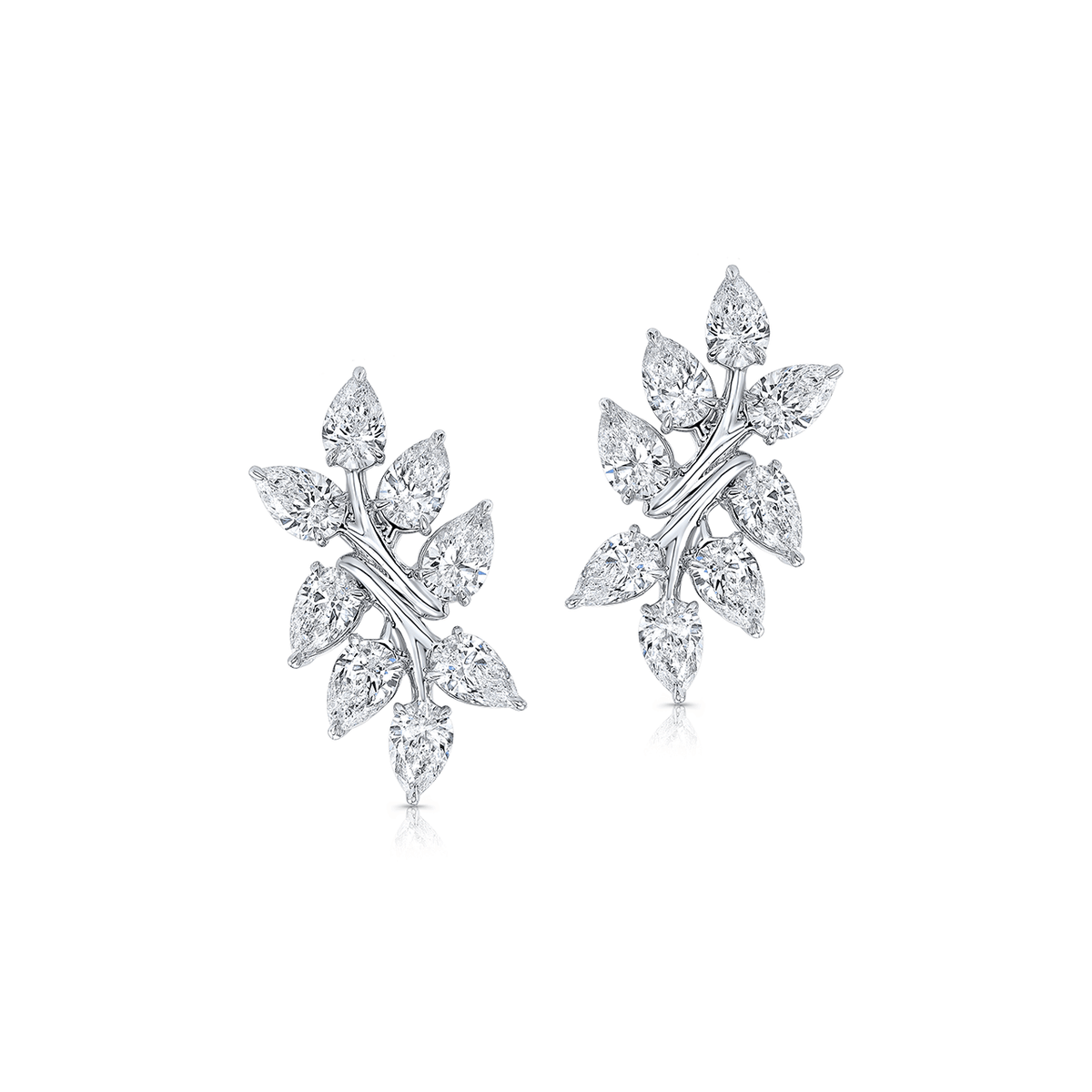 18k White Gold and Pear Shape Diamond 3.15 Total Weight Earrings