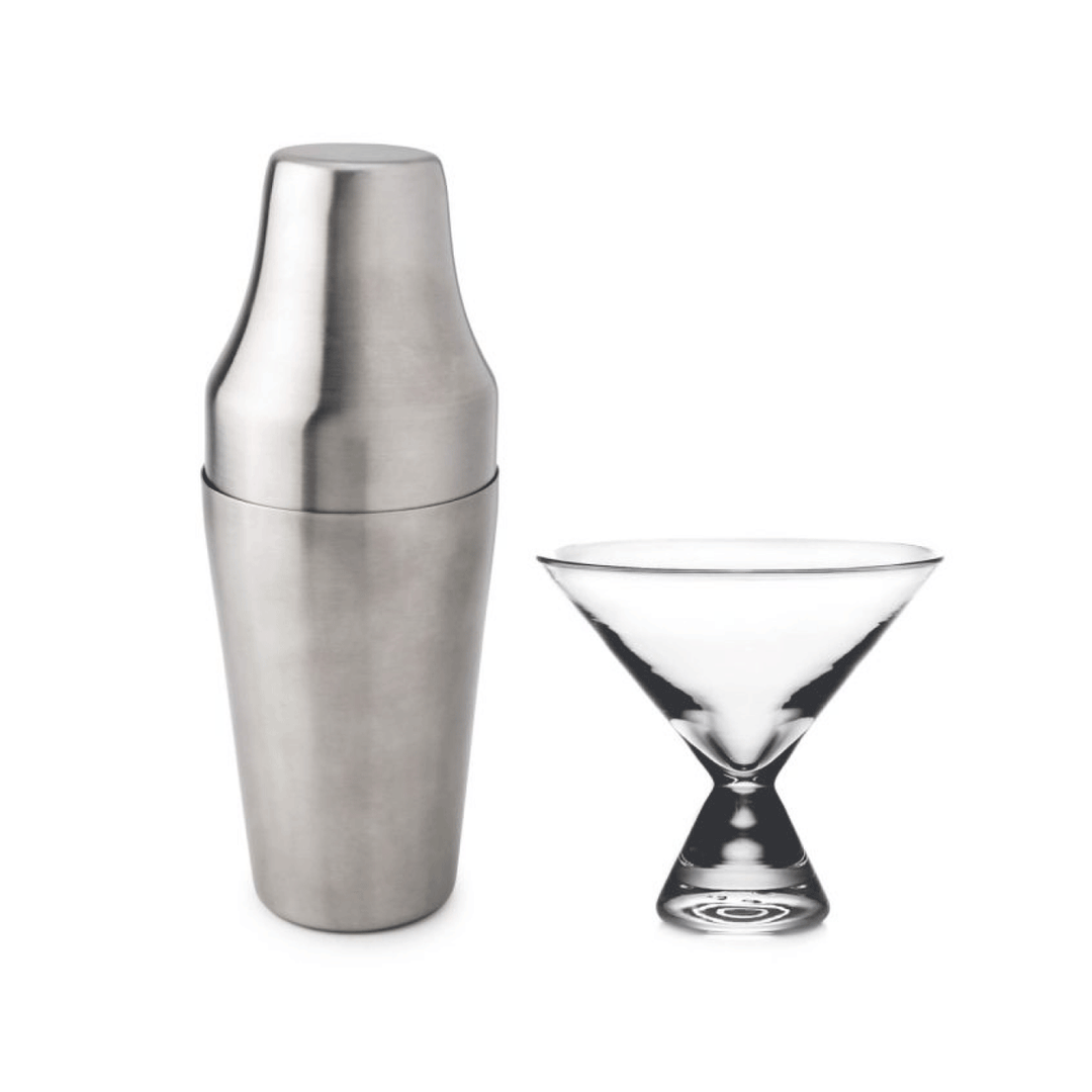 Simon Pearce Westport Stemless Martini & Shaker Gift Set