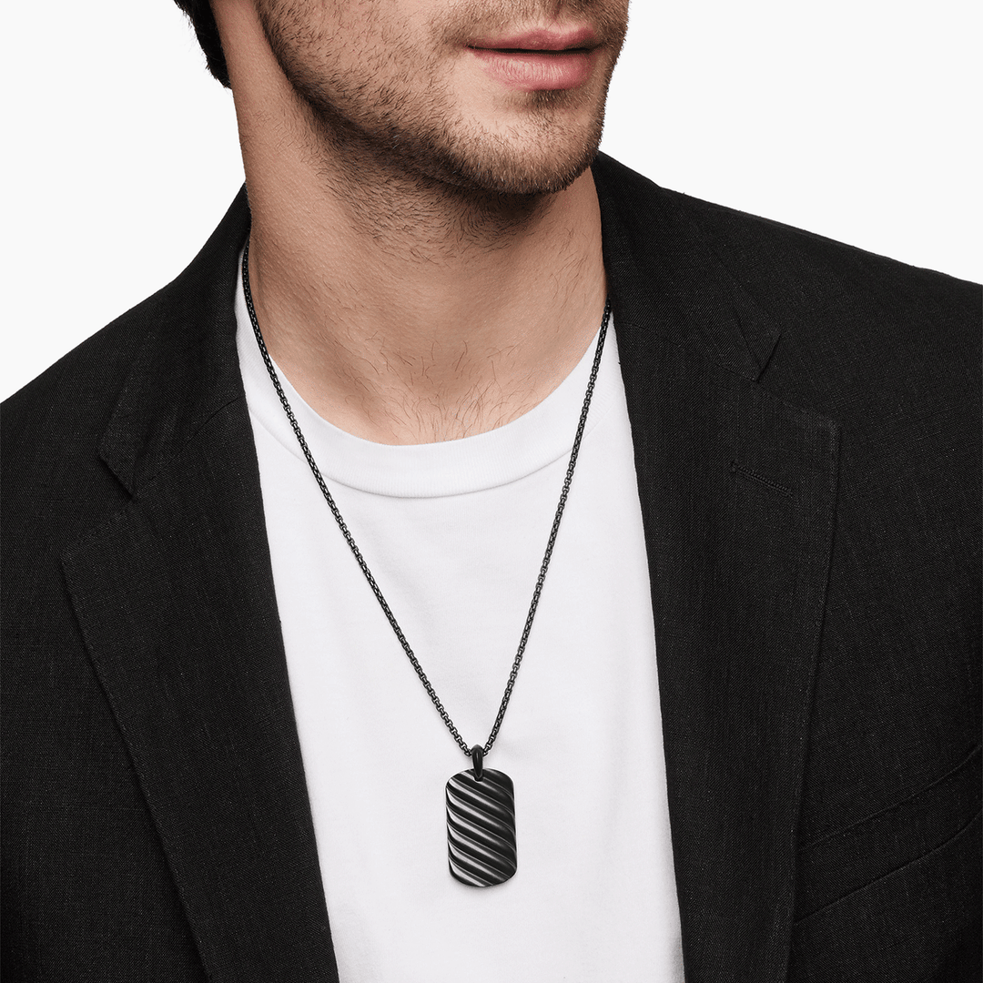 David Yurman Sculpted Cable Tag Black Titanium, 42mm