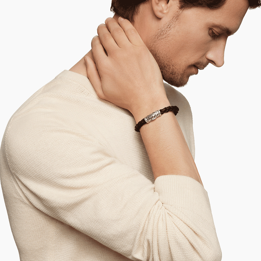 David Yurman Chevron Rubber Weave Bracelet in Black, 8mm