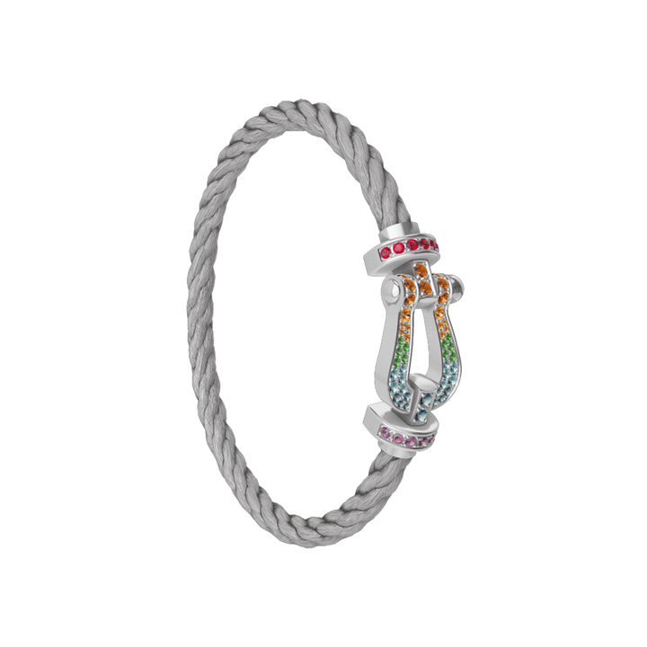 FRED Force 10 Steel Cord with 18k White Rainbow Gemstone LG Buckle, Exclusively at Hamilton Jewelers