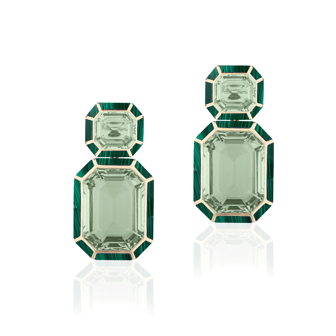 Goshwara Melange 18k Yellow Gold and Prasiolite Earrings