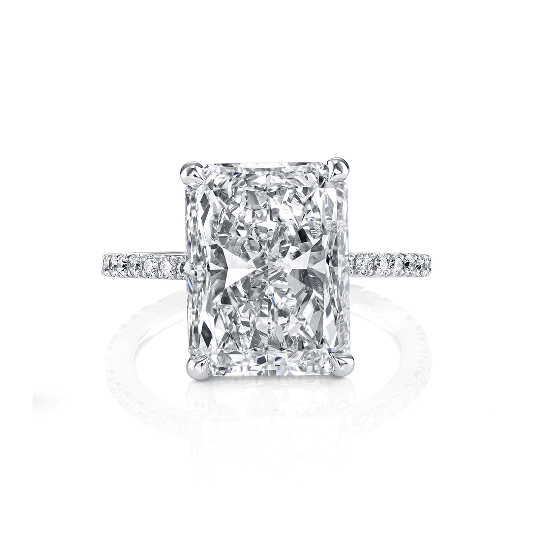 Platinum and 8.01 Total Weight Radiant Cut Diamond Engagement Ring