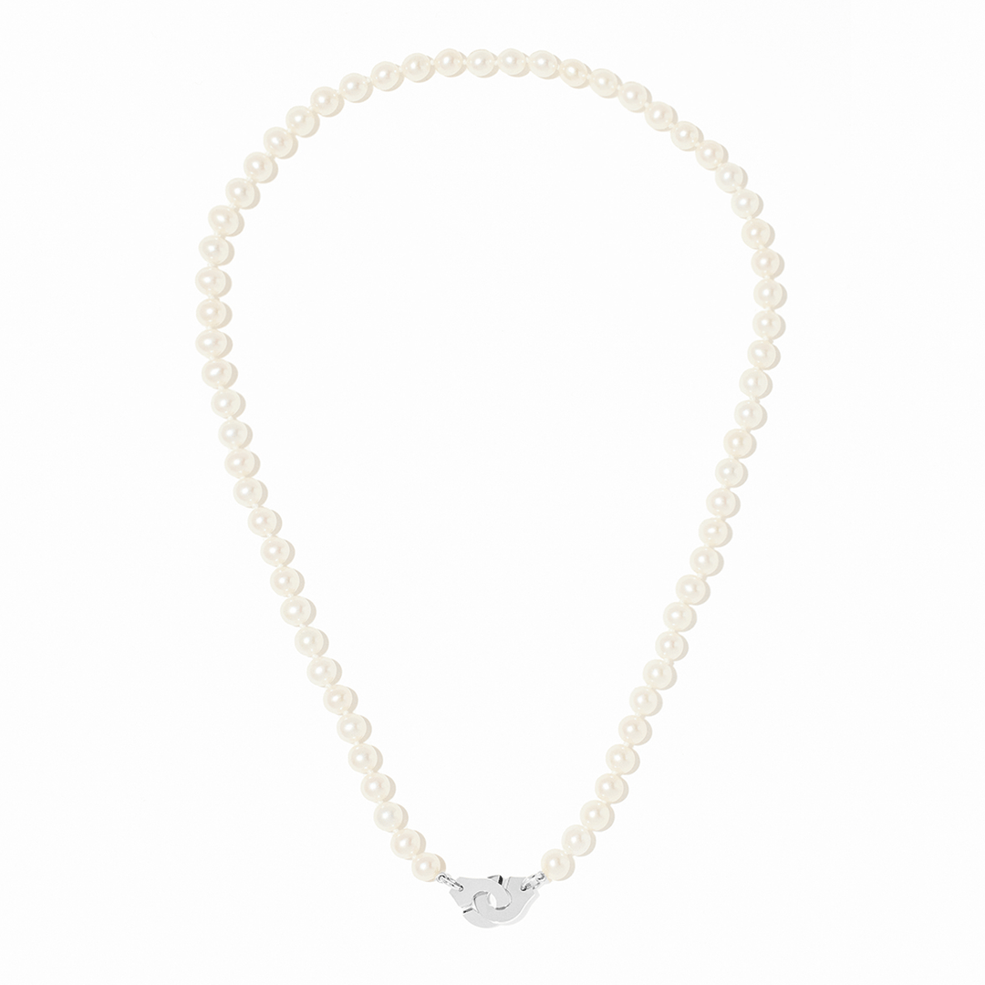 Dinh Van Menottes R10 18k White Gold and Pearl Necklace