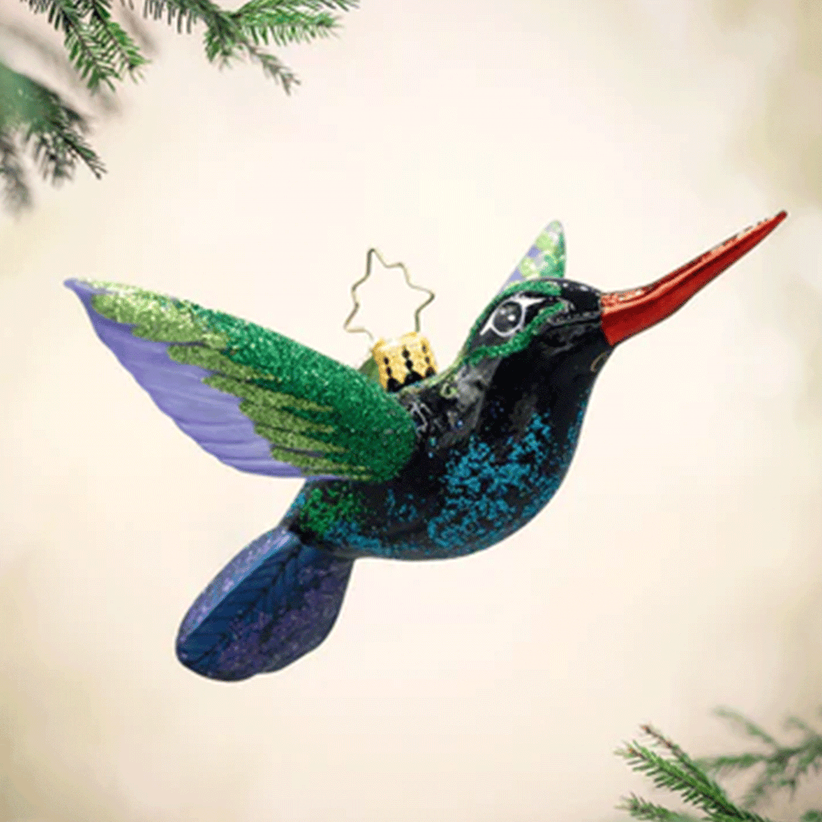 Christopher Rado Happy Holiday Hummingbird Ornament