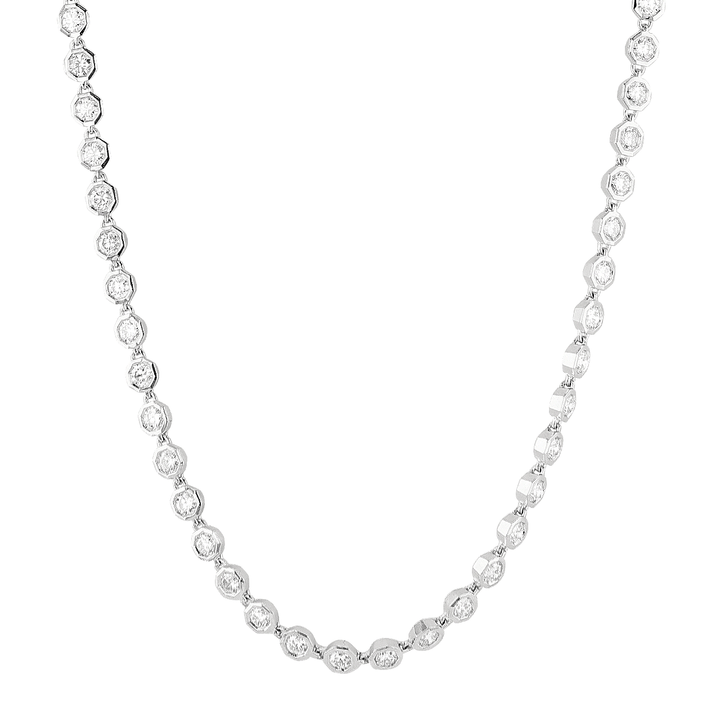 18k White Gold and 4.82 Total Weight Diamond Station Necklace