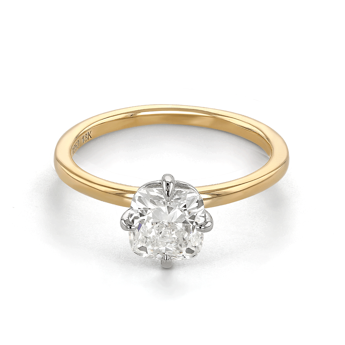 Hamilton Caroline Collection 18k Yellow Gold and Cushion Diamond 1.30 Total Weight Engagement Ring