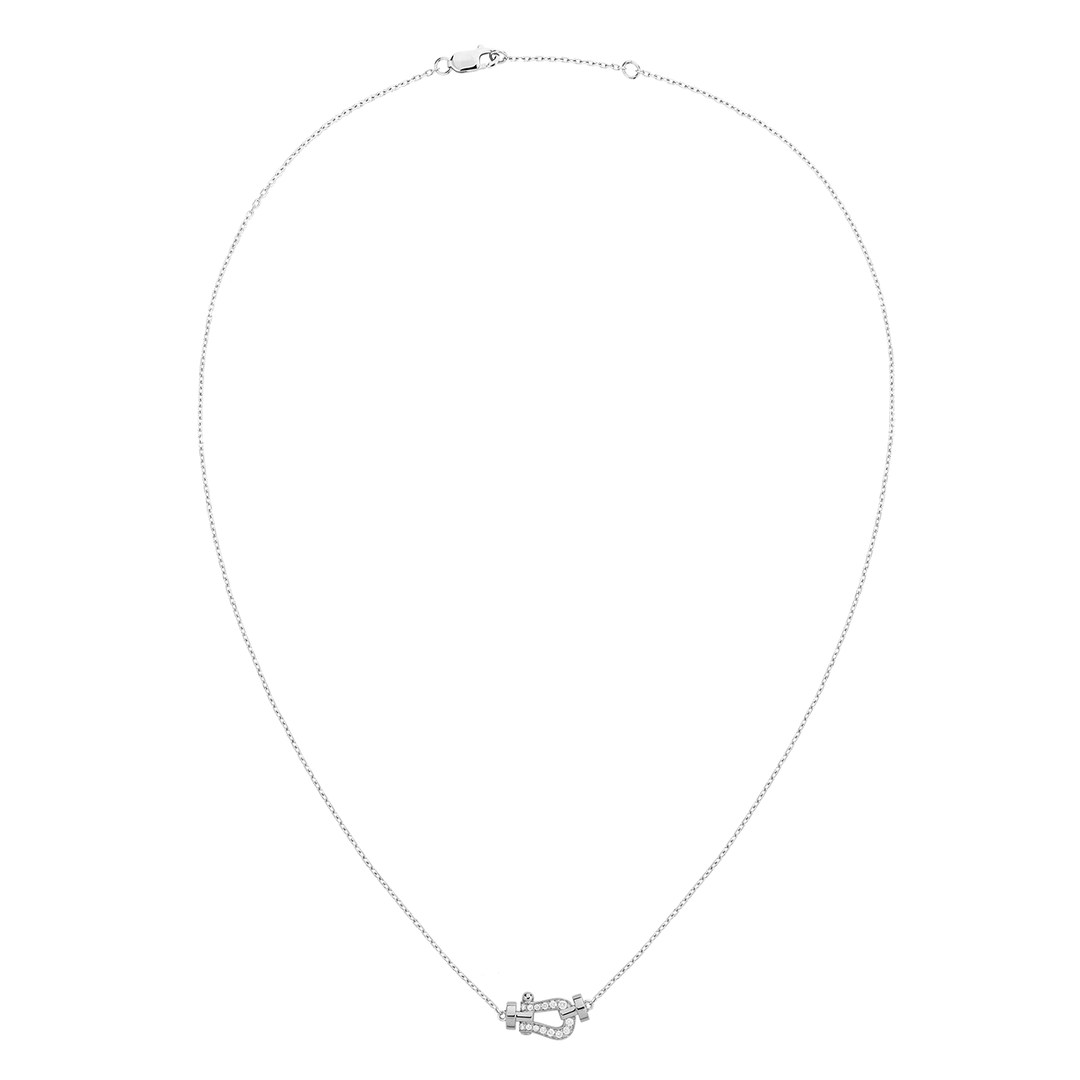 FRED Force 10 18k White Gold and Diamond Small Model Chain Necklace