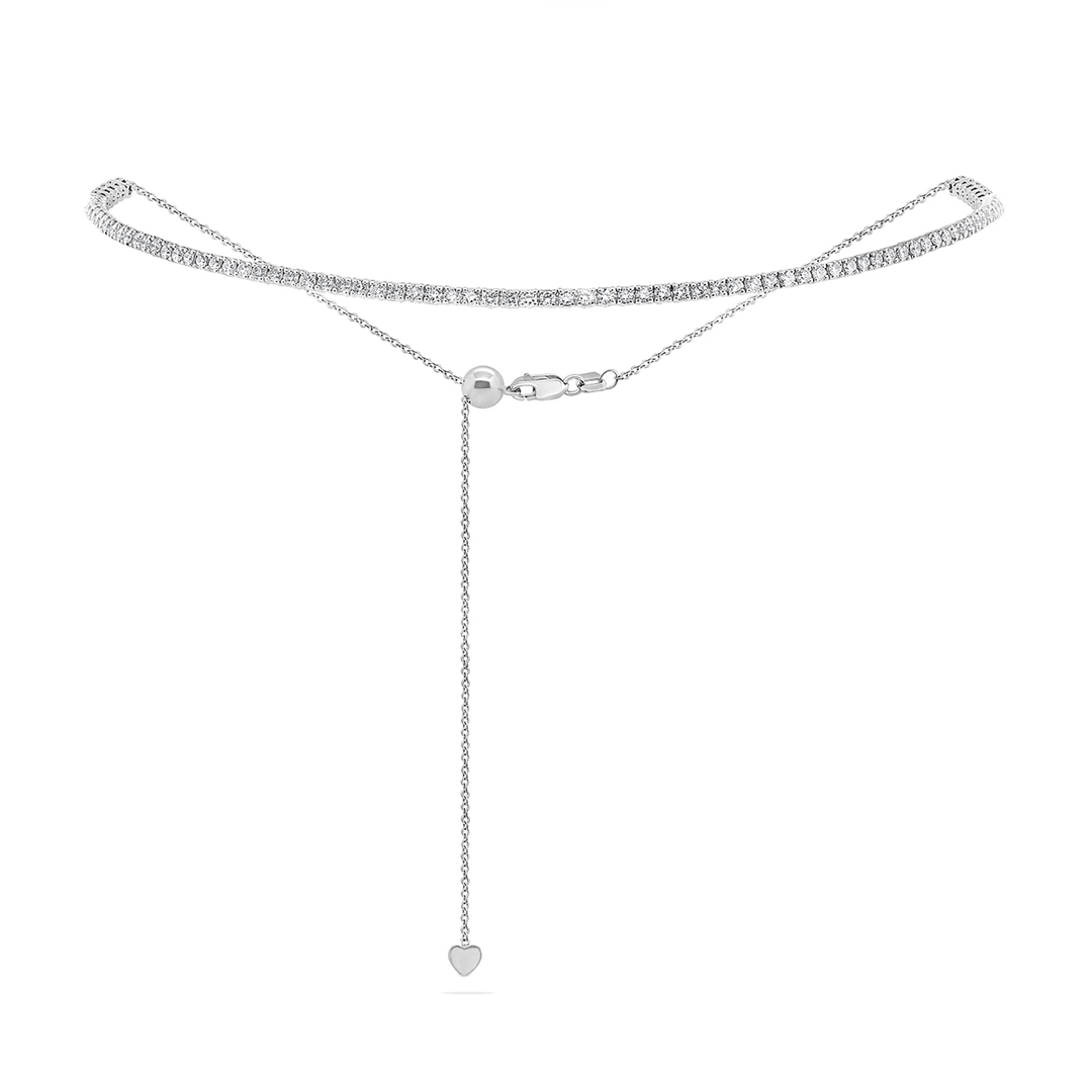 14k White Gold and Diamond 2.00 Total Weight Half Way Choker