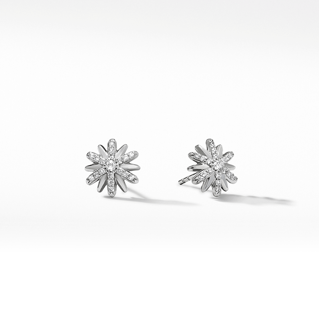 David Yurman Petite Starburst Stud Earrings Sterling Silver with Diamonds, 10mm