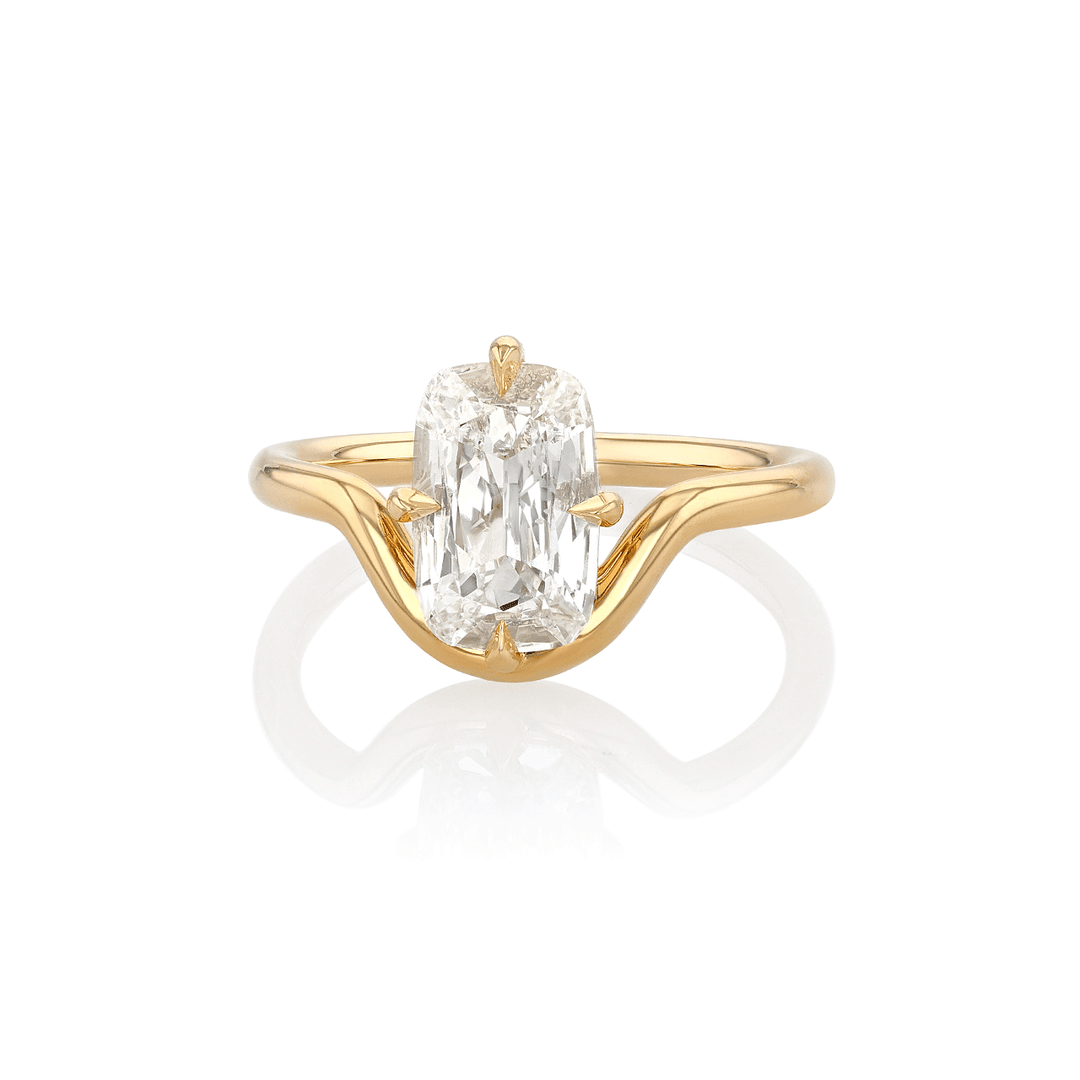 18k Yellow Gold and Cushion Cut Diamond 1.50 Total Weight Engagement Ring