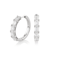 18k White Gold and 2.47 Total Weight Emerald Cut Diamond Hoops