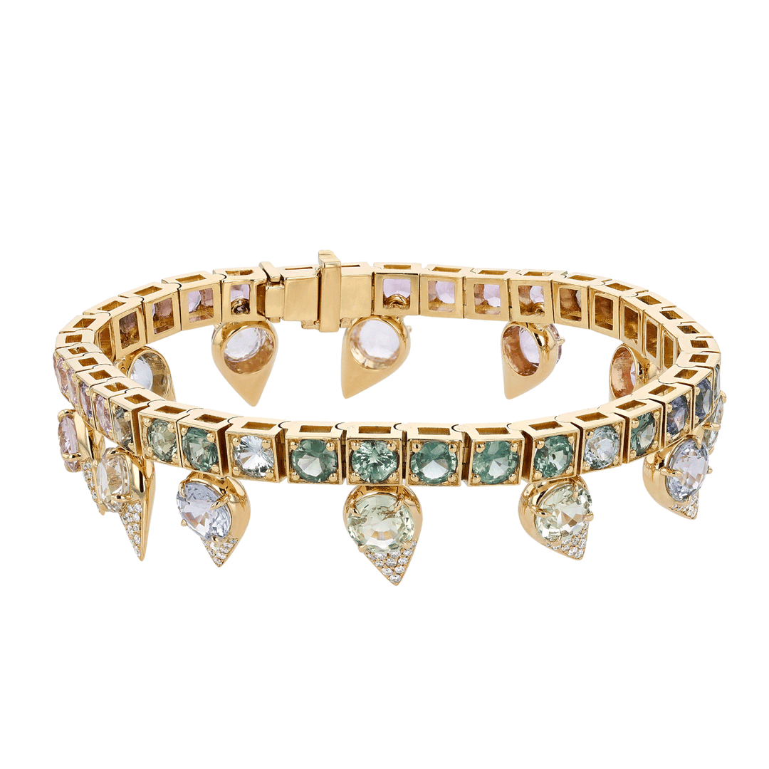 18k Gold and Multi-Colored Sapphire Ombre Bracelet