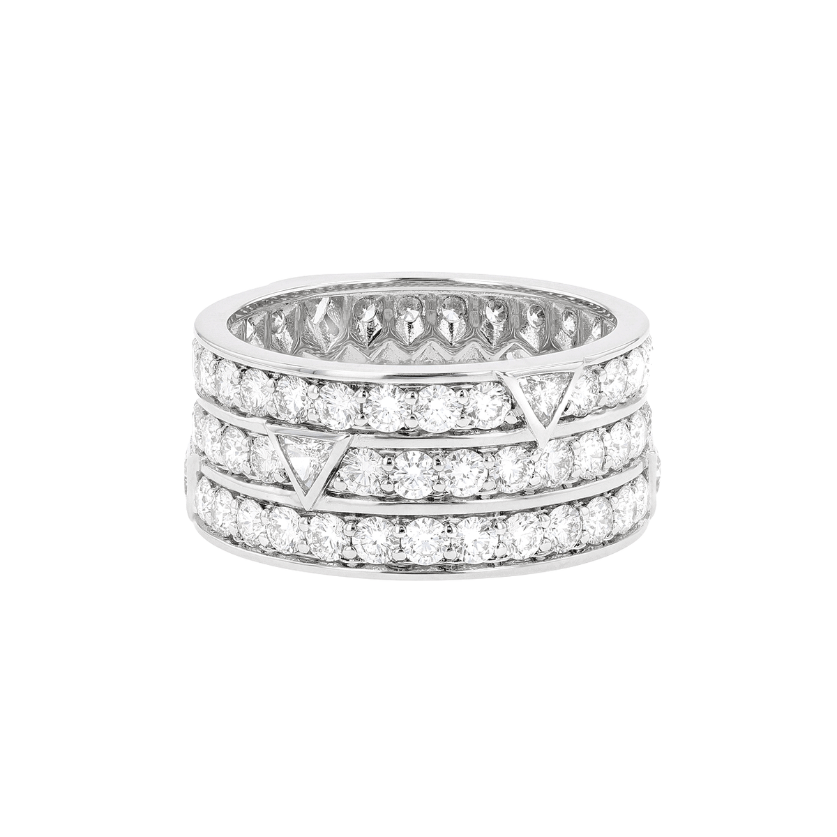 18k White Gold and 3.45 Total Weight Trillion Diamond Eternity Band