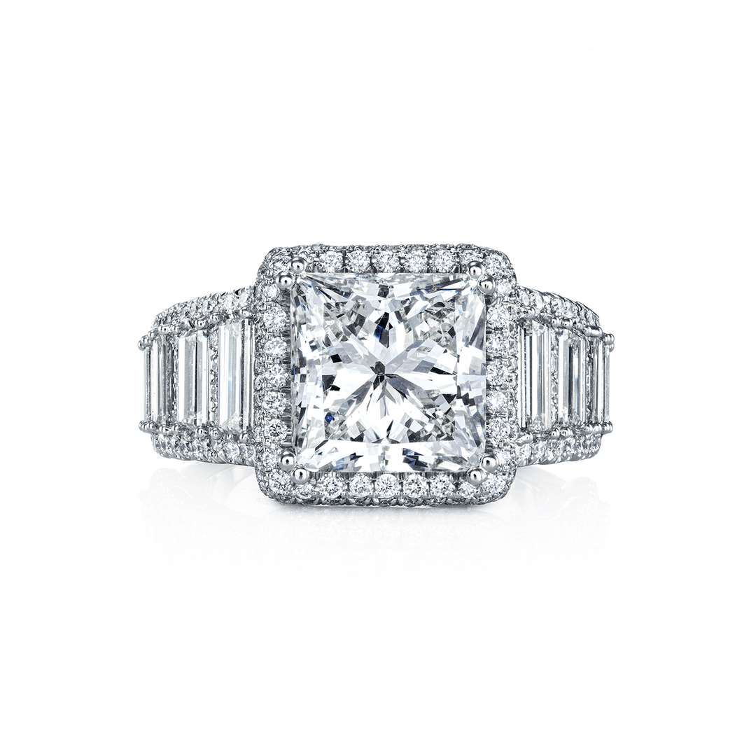 Hamilton Private Reserve Collection Platinum and 5.02 Total Weight Princess Cut Diamond Halo Ring