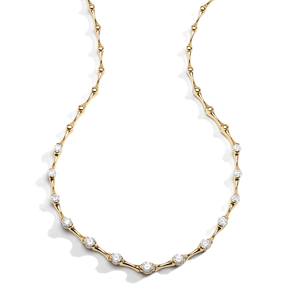 Wave 18k Yellow Gold and Diamond Necklace