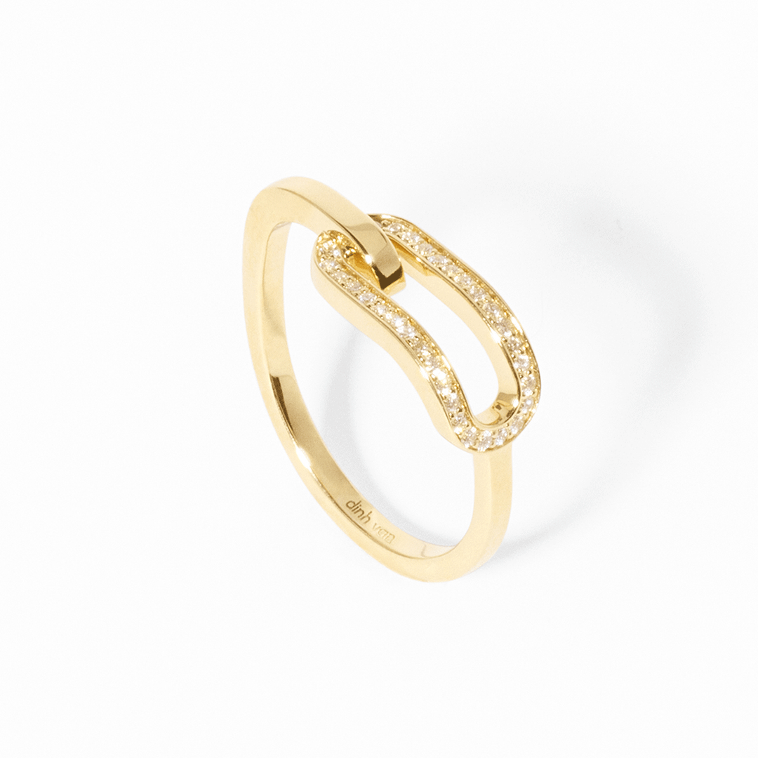 Dinh Van Maillon 18k Yellow Gold and Diamond Ring