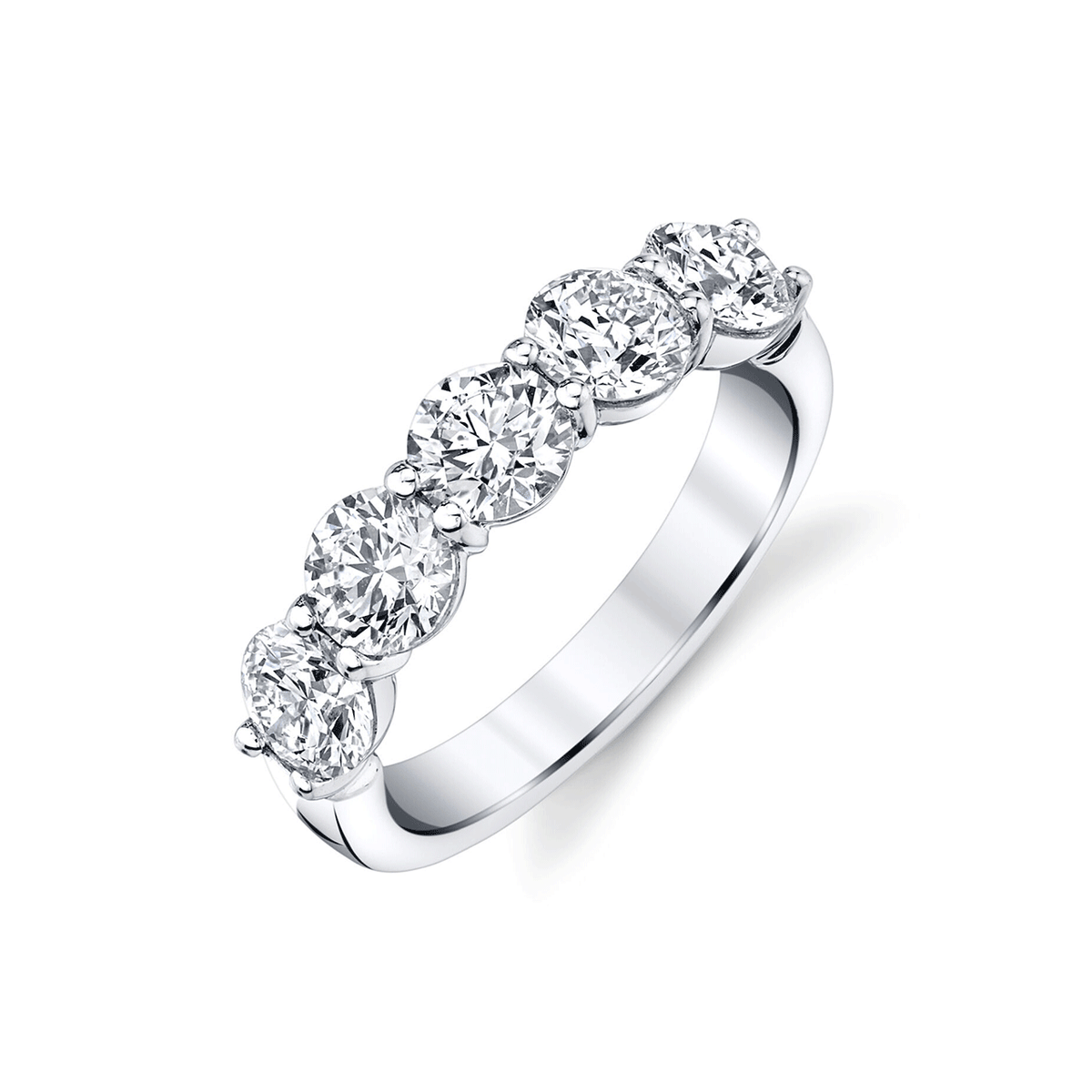 Platinum and 2.06 Total Weight Diamond Five Stone Band