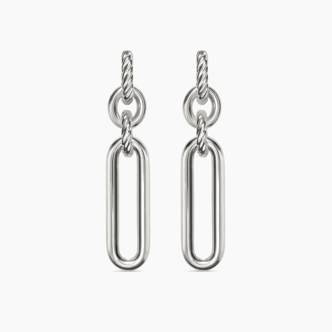 David Yurman Lexington Double Link Drop Earrings Sterling Silver, 53.5mm