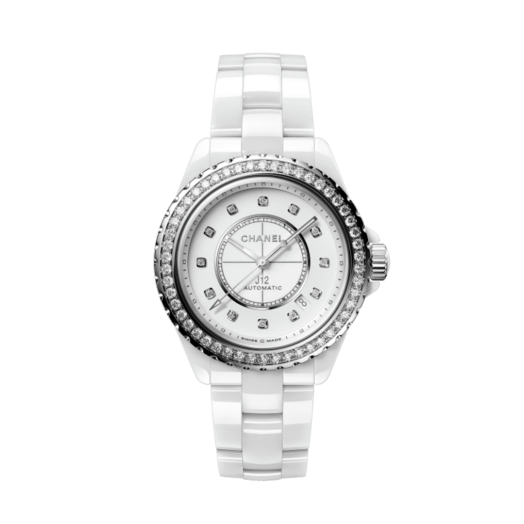 CHANEL J12 White Diamond Bezel Watch Caliber 12.1, 38 MM