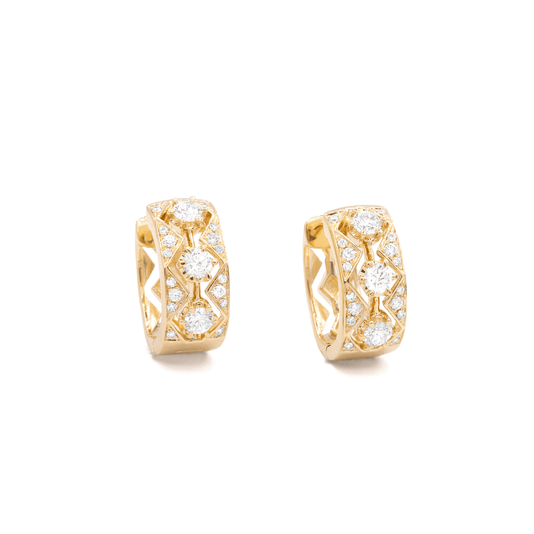 Joyful 18k Yellow Gold .61 Total Weight Diamond Hoops