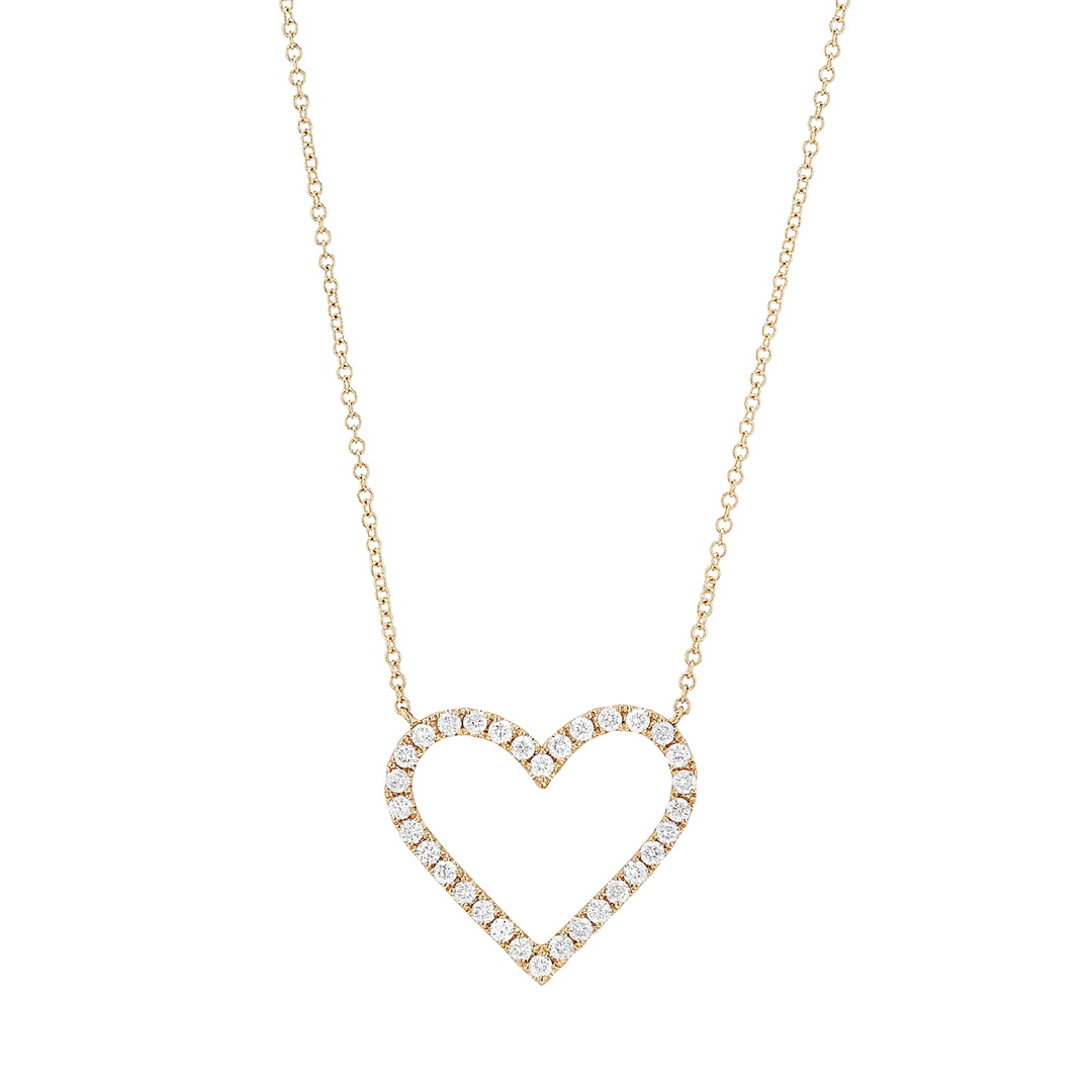 14k Gold and Diamond .51 Total Weight Heart Necklace