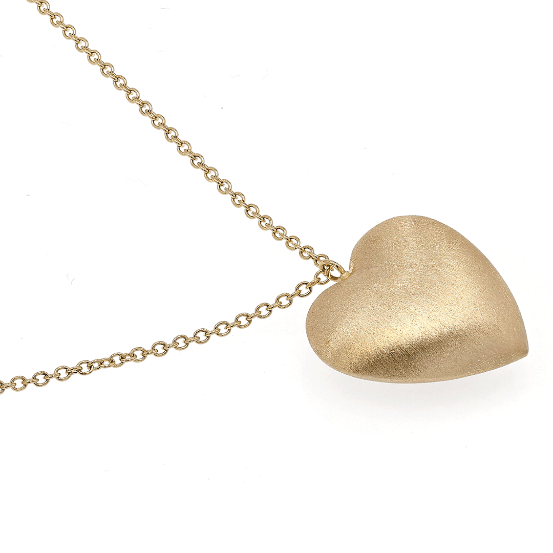 Hamilton Collection 14k Yellow Gold 24 Inch Satin Puff Heart Pendant