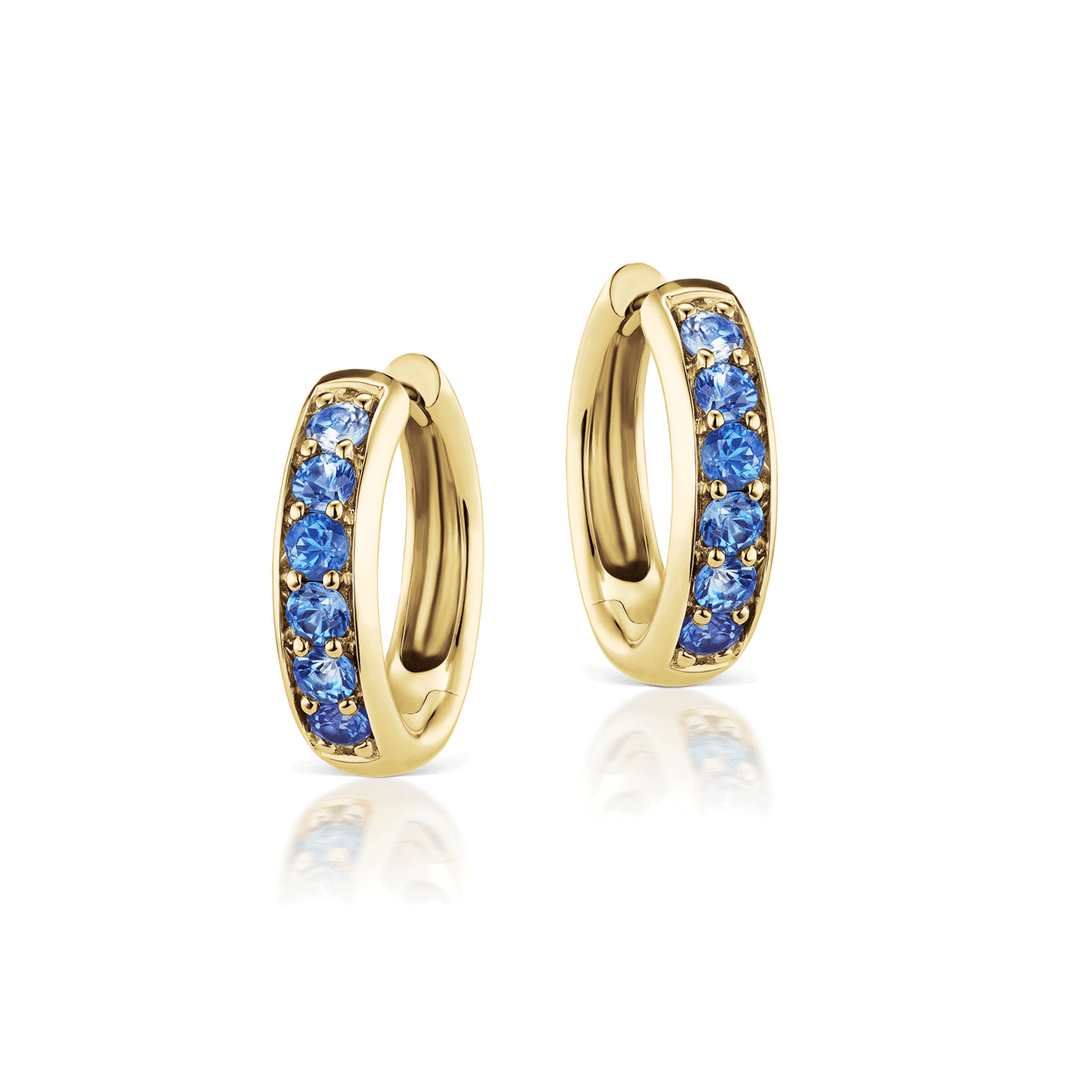 Jane Taylor Cirque Chubby 14k Yellow Gold and Blue Sapphire Hoops