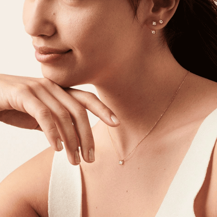 Dinh Van Le Cube 18k Yellow Gold and Diamond Medium Necklace