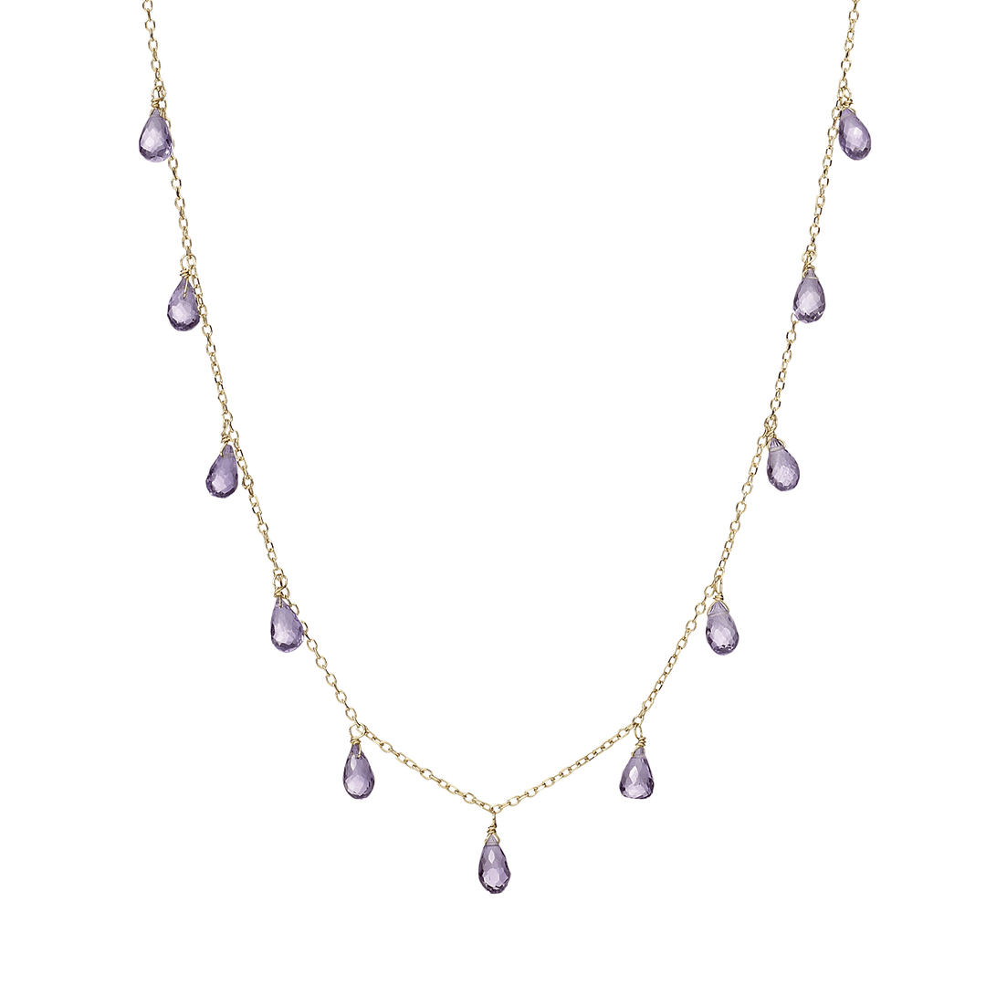 Calypso 14k Gold and Amethyst 17 Inch Necklace