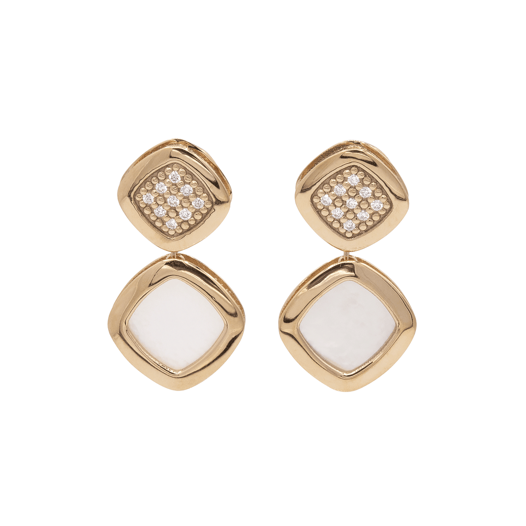 Hamilton 1970's Collection 18k Rose Gold and 0.20 Total Weight Diamond Mother of Pearl Drop Earrings