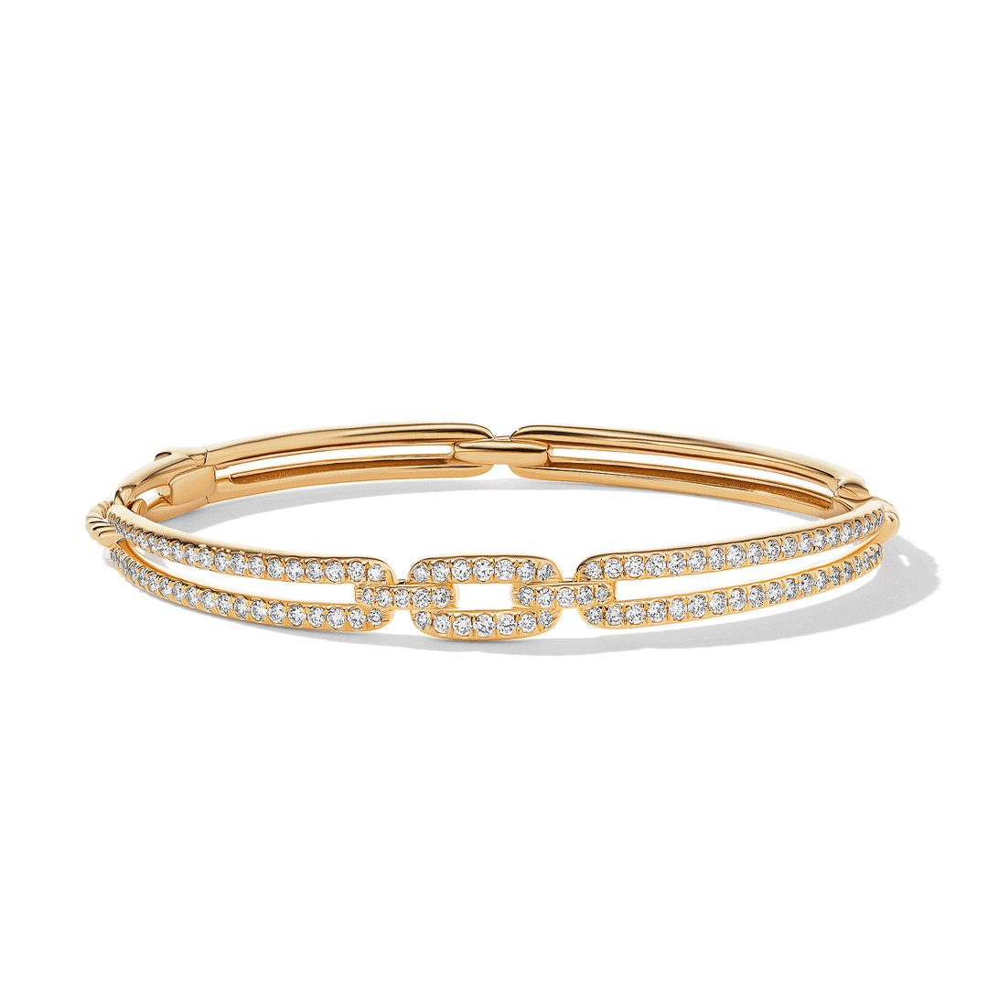 David Yurman Stax Linked Bracelet in 18k Yellow Gold with Pavé Diamonds