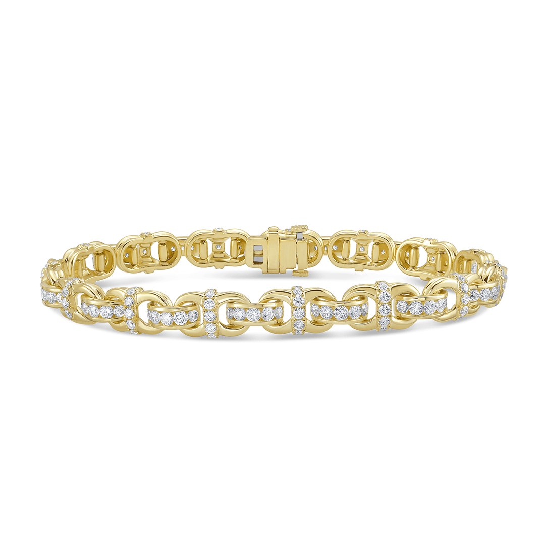 Charles Krypell 18k Yellow Gold and 3.98 Total Weight Diamond Link Bracelet