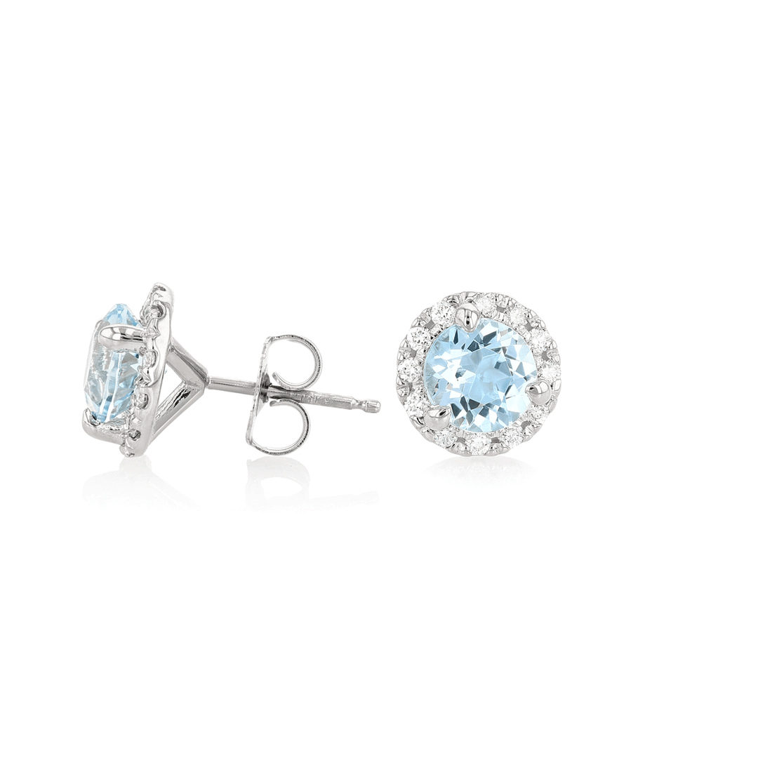 Hamilton Lisette Collection 18k White Gold and 2.95 Total Weight Blue Topaz Diamond Studs