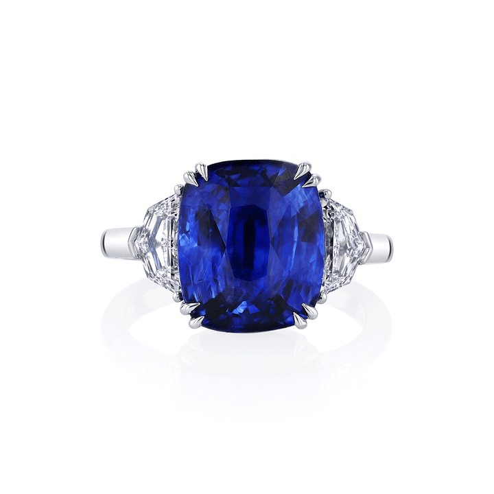 Private Reserve Platinum Sapphire 7.09 Total Weight and Diamond Ring