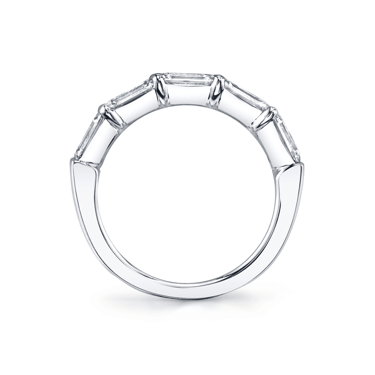 Platinum and 2.15 Total Weight Emerald Cut Diamond Five Stone Band