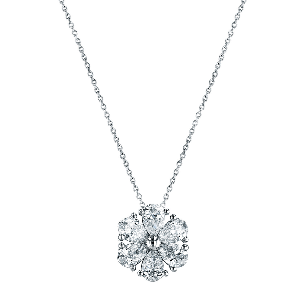 Hamilton Fleur Collection 18k White Gold and 1.75 Total Weight Diamond Floral Pendant
